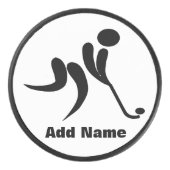 名前ホッケープレイヤースティックパックの追加白黒 アイスホッケーパック (正面)
