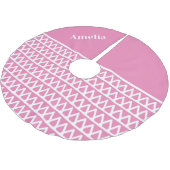 名前ホットピンクパターンクリスマス ブラッシュドポリエステルツリースカート (アングル)