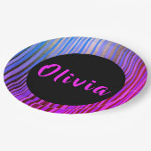 名前ホットピンクパープルブラック金ゴールド誕生日パーティー ペーパープレート (アングル)