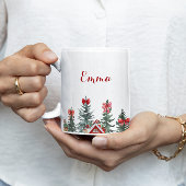名前ホホホホレッドボウクリスマスツリーのギフトマグ コーヒーマグカップ