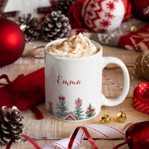 名前ホホホホレッドボウクリスマスツリーのギフトマグ
