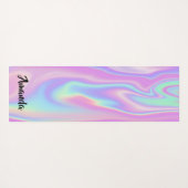 名前ホログラフィックピンクグラデーションギフトアイディア ヨガマット (裏面(横))