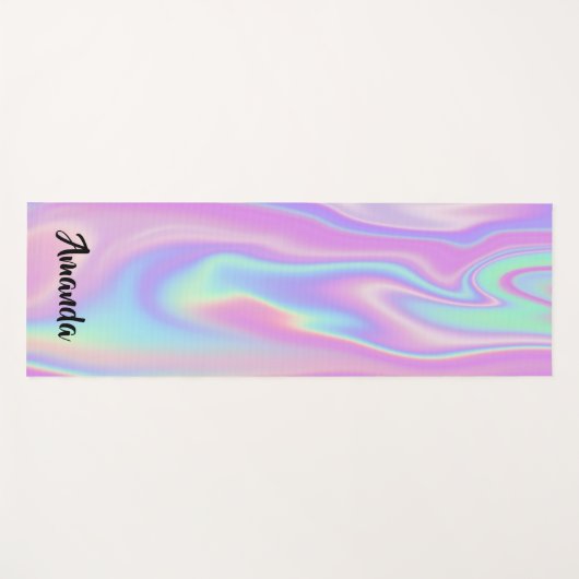 名前ホログラフィックピンクグラデーションギフトアイディア ヨガマット (正面(横))