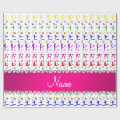 名前ホワイトピンクの虹の体操ハートスター ラッピングペーパー (フラット)