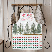 名前ホワイトレッド緑の植物学メリークリスマス エプロン