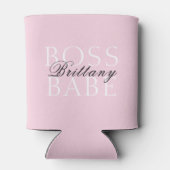 名前ボスバーベタイポグラフィピンク 缶クーラー (裏面)