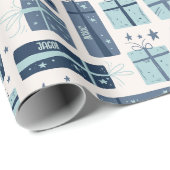 名前ボホパーソナライズされたプレゼントパターンクリスマス ラッピングペーパー (ロールコーナー)