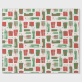 名前ボホパーソナライズされたプレゼントパターンクリスマス ラッピングペーパー (フラット)