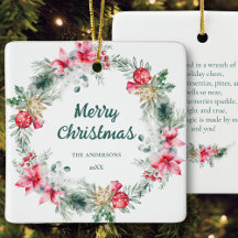 名前ポインセチア赤グリーンリースクリスマスポエトリー