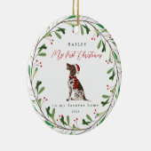 名前ポインタを持つ犬のマイ初めてのクリスマス セラミックオーナメント (右)