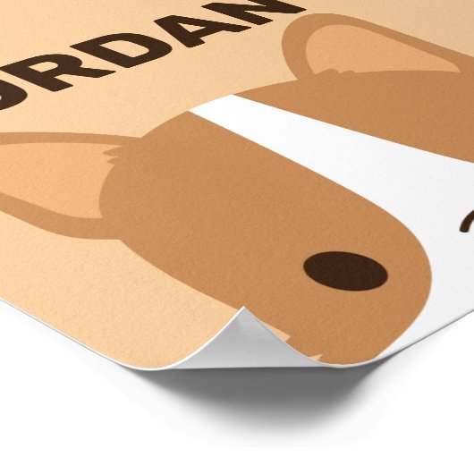 名前ポスター付き可愛パーソナライズされたいコーギ犬 ポスター (角)