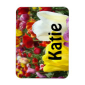 名前マグネットチューリップカスタムフラワーあなたの名前 マグネット (縦)