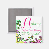 名前マグネット意味、オーブリー:小妖精や小人知識 マグネット (正面/裏面)