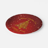 名前マッチングセットクリスマスレッド金ゴールドツリースター7" ペーパープレート (アングル)