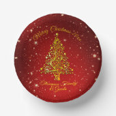 名前マッチングセットクリスマスレッド金ゴールドツリー星 ペーパーボウル (正面)