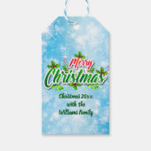 名前マッチングMerry Christmas Blueギフトラベルの追加 ギフトタグ (正面)
