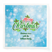 名前マッチングMerry Christmas Blue紙Dine