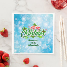 名前マッチングMerry Christmas Blue紙Dine