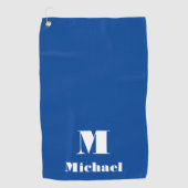 名前ミニマルイニシャル文字無地の色（青） ゴルフタオル (正面)