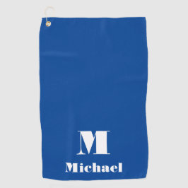 名前ミニマルイニシャル文字無地の色（青） ゴルフタオル