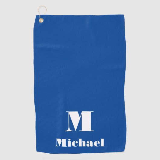 名前ミニマルイニシャル文字無地の色（青） ゴルフタオル (正面)