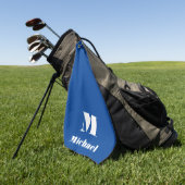 名前ミニマルイニシャル文字無地の色（青） ゴルフタオル (グリーン)