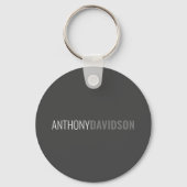 名前ミニマルエレガントプロフェッショナルグレー キーホルダー (正面)