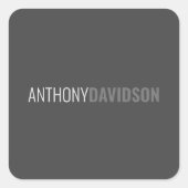 名前ミニマルエレガントプロフェッショナルグレー スクエアシール (正面)