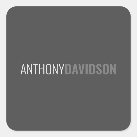 名前ミニマルエレガントプロフェッショナルグレー スクエアシール (正面)