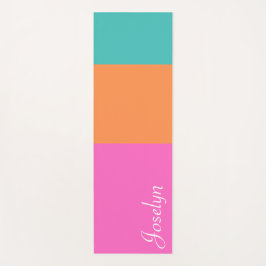 名前ミニマルストライプリスト付きピンク、オレンジ、ブルー ヨガマット