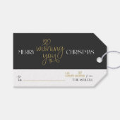 名前ミニマルハートスクリプト付きクリスマスプレゼントラベル ギフトタグ (正面(横))