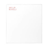 名前ミニマルモダンリストプロフェッショナルプレーンホワイト ノートパッド (正面)