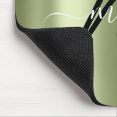 名前ミニマルモノグラムミントグリーンブラック マウスパッド (コーナー)
