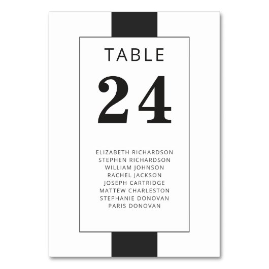 名前ミニマル付き白黒の幾何学的フレーム テーブルナンバー (裏面)