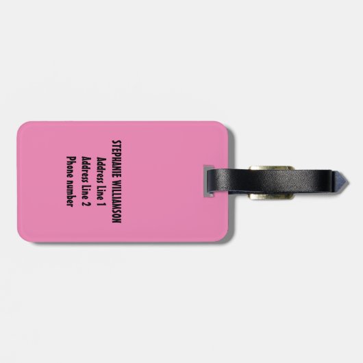 名前メスゴルフプレーヤーゴルフのゴルファーPink Black ラゲッジタグ (裏面横)