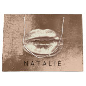 名前メタルキスリップチョクレートスキニーブロンズ金ゴールド ラージペーパーバッグ (正面)