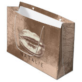 名前メタルキスリップチョクレートスキニーブロンズ金ゴールド ラージペーパーバッグ (正面アングル)