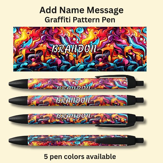 名前メッセージの追加、グラフィティパターン 黒ボールペン