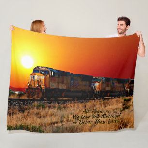 名前メッセージの追加 – Sunset Diesel Molectra Train フリースブランケット