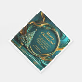 名前メッセージ会社グリーンクリスマスツリー金ゴールド スタンダードランチョンナプキン (角)