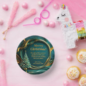 名前メッセージ会社グリーンクリスマスツリー金ゴールド ペーパーボウル (パーティー)