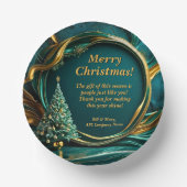 名前メッセージ会社グリーンクリスマスツリー金ゴールド ペーパーボウル (正面)