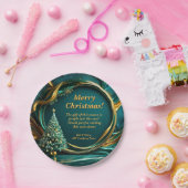 名前メッセージ会社グリーン金ゴールドクリスマスツリー7" ペーパープレート (パーティー)