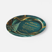 名前メッセージ会社グリーン金ゴールドクリスマスツリー7" ペーパープレート (アングル)