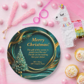名前メッセージ会社グリーン金ゴールドクリスマスツリー9" ペーパープレート (パーティー)