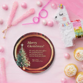名前メッセージ会社レッド金ゴールド+クリスマスツリー7" ペーパープレート (パーティー)