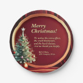名前メッセージ会社レッド金ゴールド+クリスマスツリー7" ペーパープレート (正面)