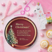 名前メッセージ会社レッド金ゴールド+クリスマスツリー9" ペーパープレート (パーティー)