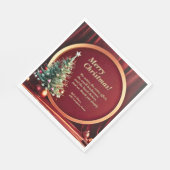 名前メッセージ会社レッド金ゴールド+クリスマスツリー スタンダードランチョンナプキン (角)