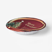 名前メッセージ会社レッド金ゴールド+クリスマスツリー ペーパーボウル (傾斜あり)